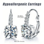 Dwearbeauty Earrings for Women, 18K White Gold Plated Earring Hypoallergenic Round Cut Cubic Zirconia Drop Dangle Earrings wedding Bridal Earring for Women Prong Setting