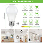 ASOMST 4-Pack A19 Light Bulbs, 100W Equivalent LED Bulb, Neutral White 4000K 1100LM 11W, Non-Dimmable E26 Base Bright Lighting, CRI 85+, No Flicker