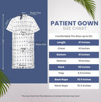 Unisex Hospital Gowns Back-Tie Fits Sizes up to 2XL, Blue Star, Pack of 6