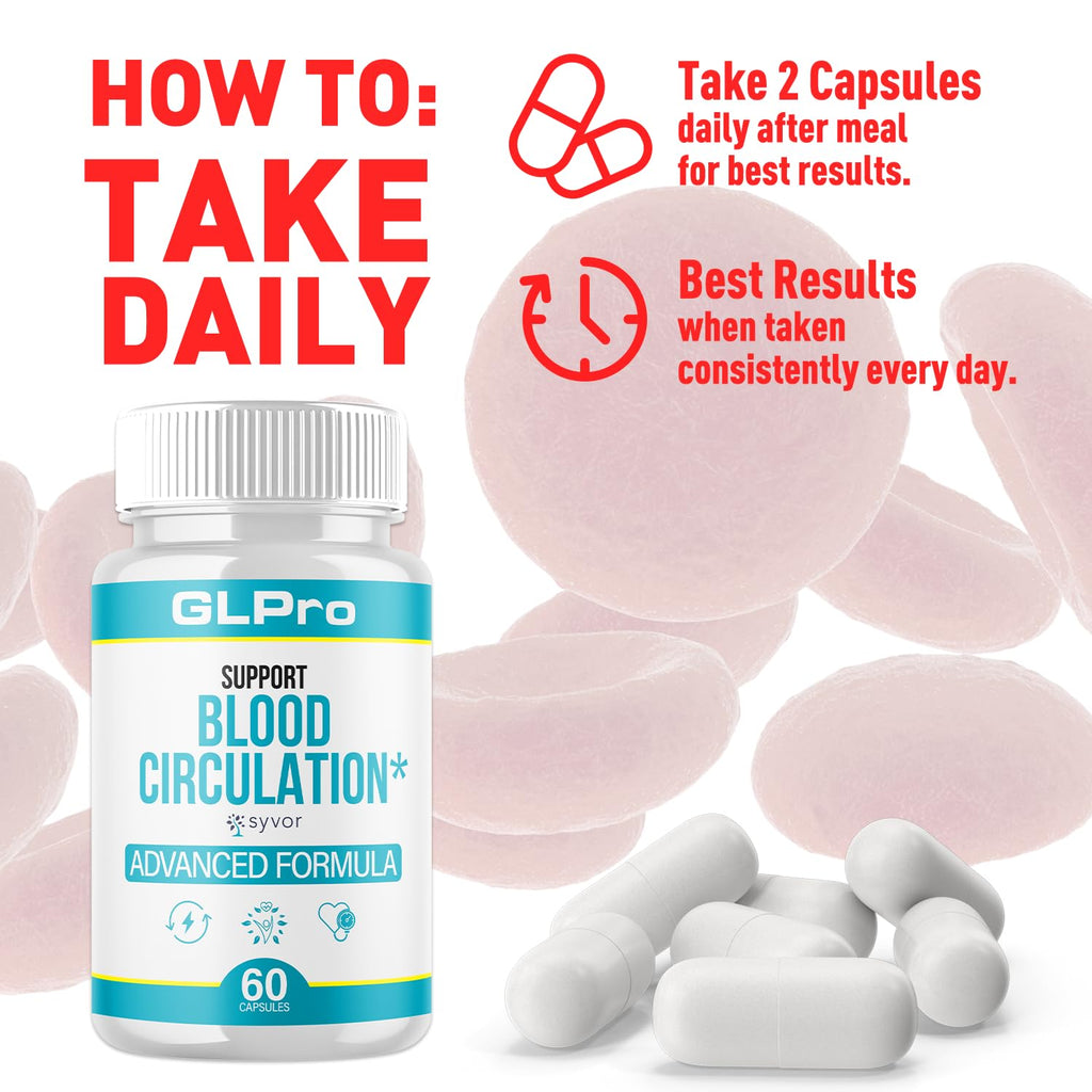 GLPro Blood Capsules, Official GLPro Blood Health Support Pills with All Natural Ingredients, Advanced Formula Supplement with Maximum Strength Premium Vitamins for Women and Men (60 Capsules)