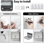 PLUSSEN Paper Towel Dispenser Wall Mount Commercial & Home Use ABS Matte Silver Gray with Window Holds 200 C/Z/Multi-Fold Towels Includes Hardware & Key Bathroom Paper Towel Holder