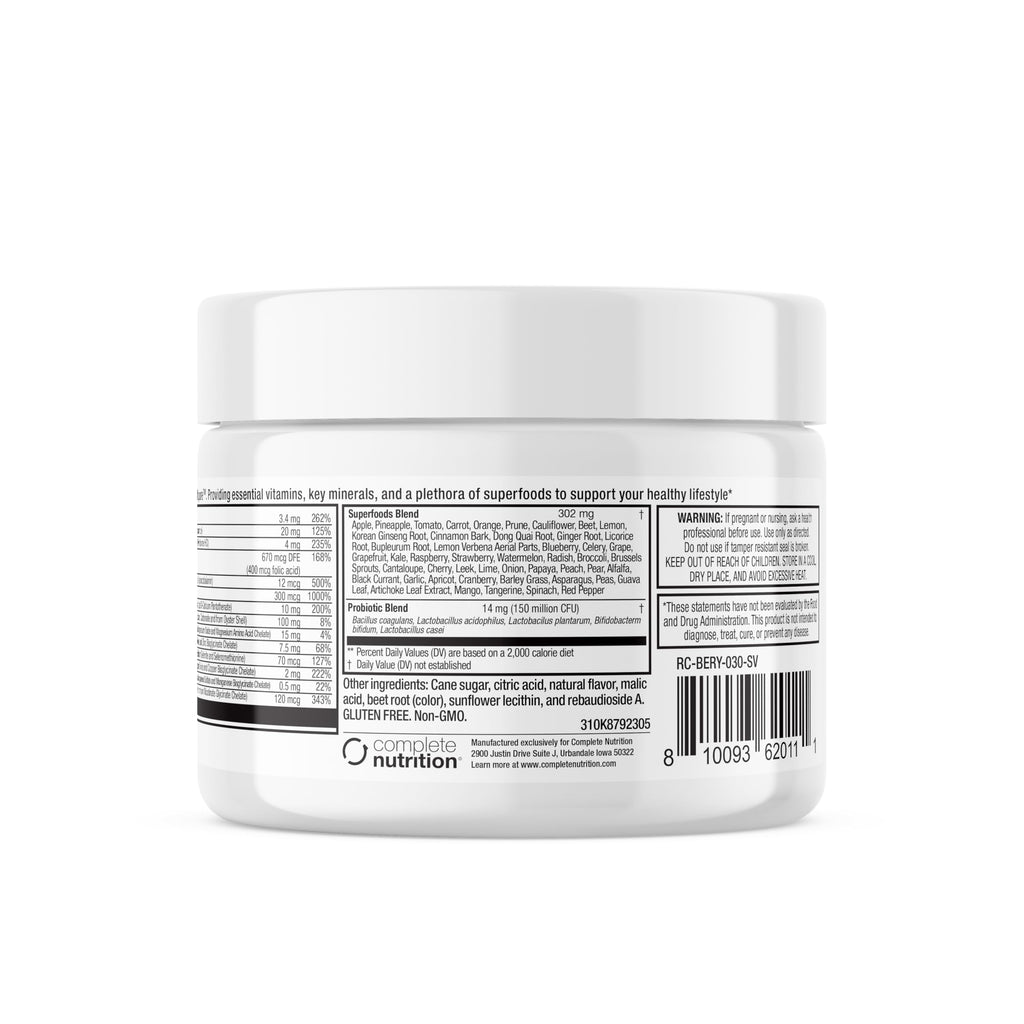 Complete Nutrition Reclaim Multi Pure – Daily Vitamin & Mineral Drink Mix with Digestive & Immune Support – Natural Fruit Flavored Fruit & Greens Powder Supplement – 30 Servings