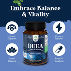 DHEA Supplement for Women & Men - DHEA 25mg per Serving for Hormone Balance, Mood Stability, Brain Function, Immune System & Energy - Dehydroepiandrosterone Capsules for Adults - 120 Count