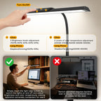 LED Desk Lamp for Office Home, Stepless Dimming Architect Desk Light with DC Adapter, Eye-Caring Desk Lamp with Clamp, 25 Lighting Modes Adjustable 14.8in Flexible Gooseneck for Workbench, Drafting
