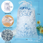 Ice Bags 8 lb with Drawstring, 50 Count Ice Bag for Ice Machine, Heavy-Duty Reusable Ice Cube Bags, Portable Storage and Freezer Keeper