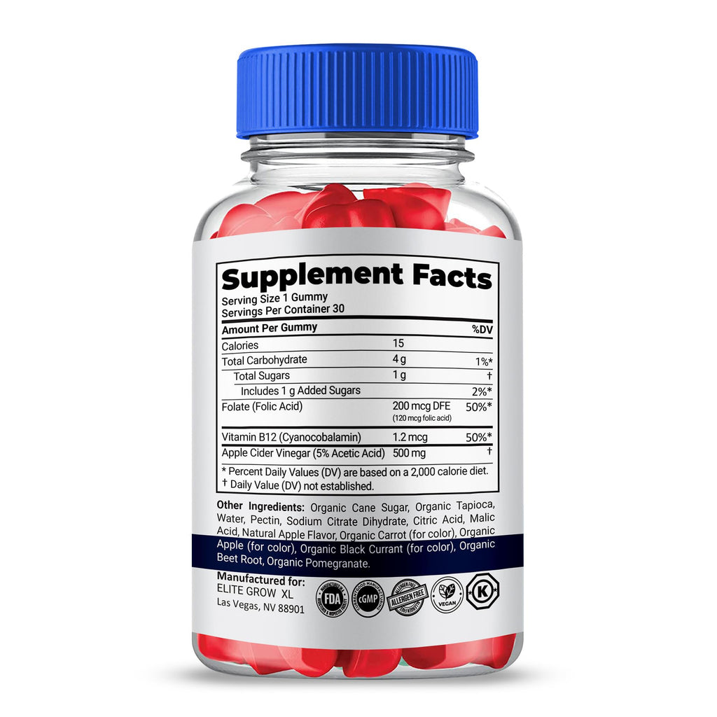 Gold Nutra (1 Pack) Elite Grow XL Gummies, Elite Grow XL Supplement, High Potency Max Performance, All Natural Formula