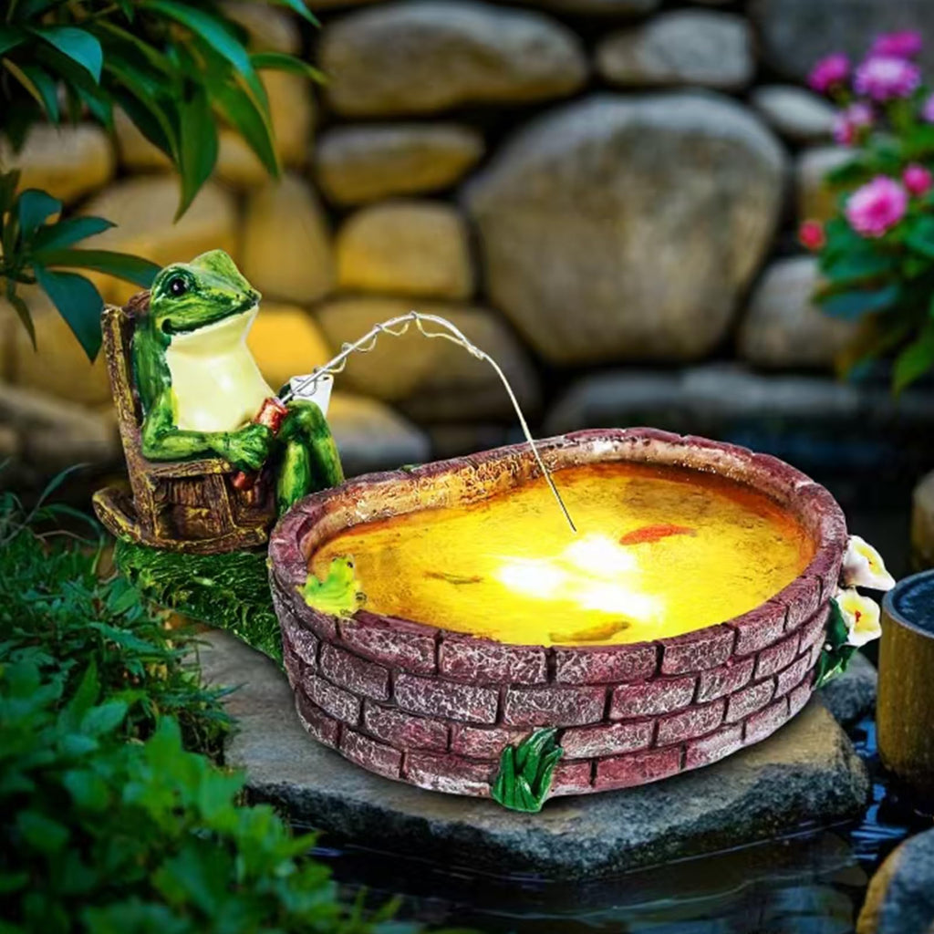 RPYFMMKPF Solar Frogs for Outdoors, Fishing Frog-Shaped Garden Decor, Patios, Yards, and Lawn Ornaments Frog Gifts for Women