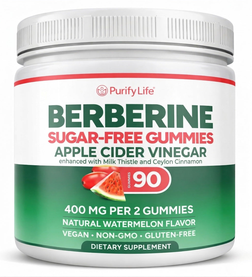 Sugar-Free Berberine Gummies with Apple Cider Vinegar, Cinnamon & Milk Thistle - Appetite Control and Detox for Women and Men - Natural Hunger & Craving Control - 90ct