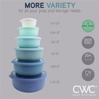 COOK WITH COLOR Prep Bowls with Lids- Wide and Deep Nesting Plastic Small Mixing Bowl Set with Lids, 12 Piece Set - Wide Bowls, Blue