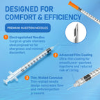 U-100 1cc 29g 1/2 Inch Syringe, Individually Packed, Pack 100.