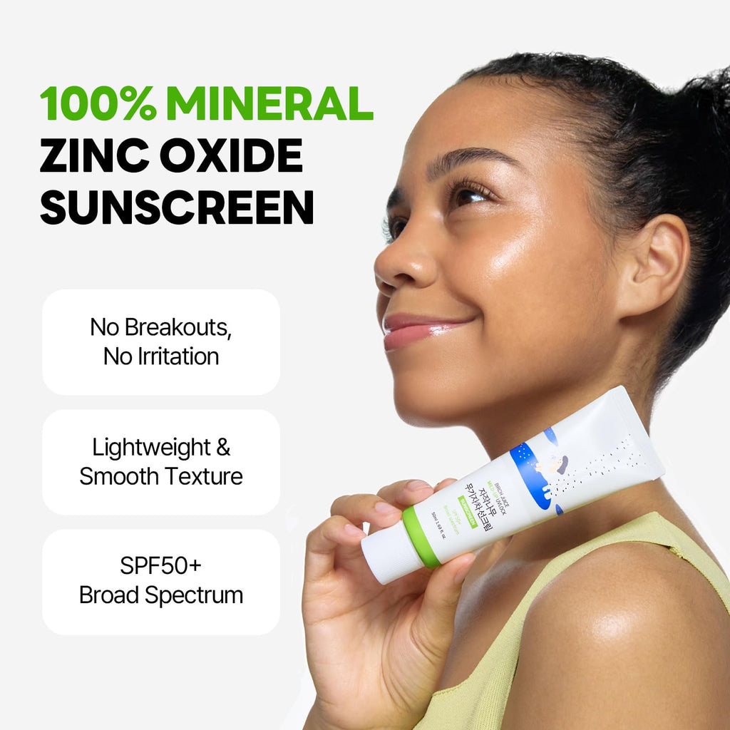 ROUND LAB Birch Juice Mild-up Sunscreen UV LOCK 1.69 Fl Oz | SPF 50+ broad spectrum, Mineral Zinc Oxide, for Sensitive Skin, Control Oil and Sebum, Korean Sunscreen