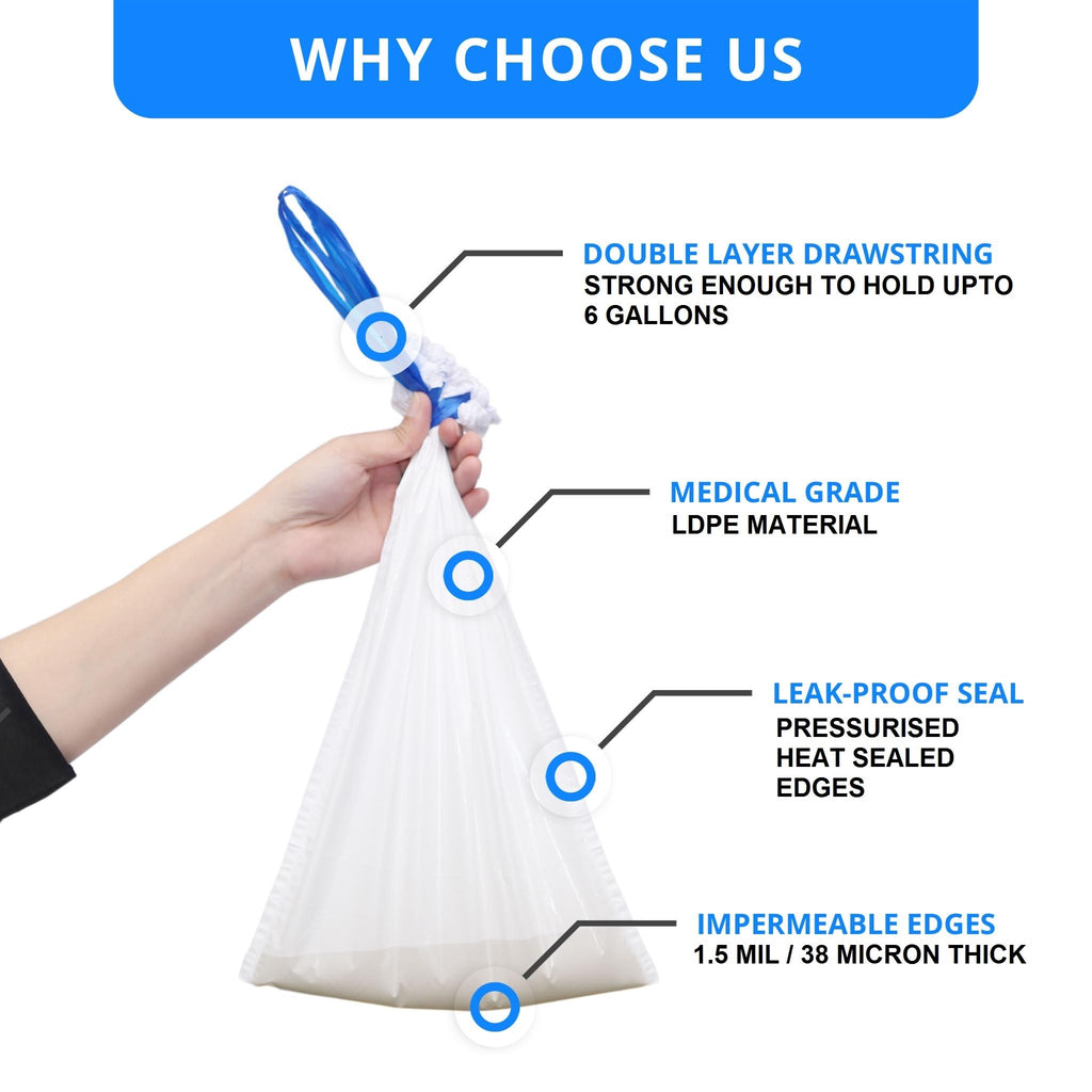100 Bedside Commode Liners Bags for Commode Toilet - Leak Proof & Odorless Potty Liners for Portable Potty Chair Liners - Potty Bags for Portable Toilet Bag - Bedside Toilet Liners Disposable Adult