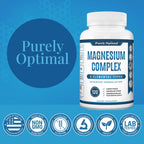 Purely Optimal Magnesium Complex - 6 Forms Magnesium Glycinate, Citrate & Malate - Sleep Support, Stress Relief, Muscles, Heart Health & Relaxation - Magnesium Supplement for Women & Men, 120 Caps