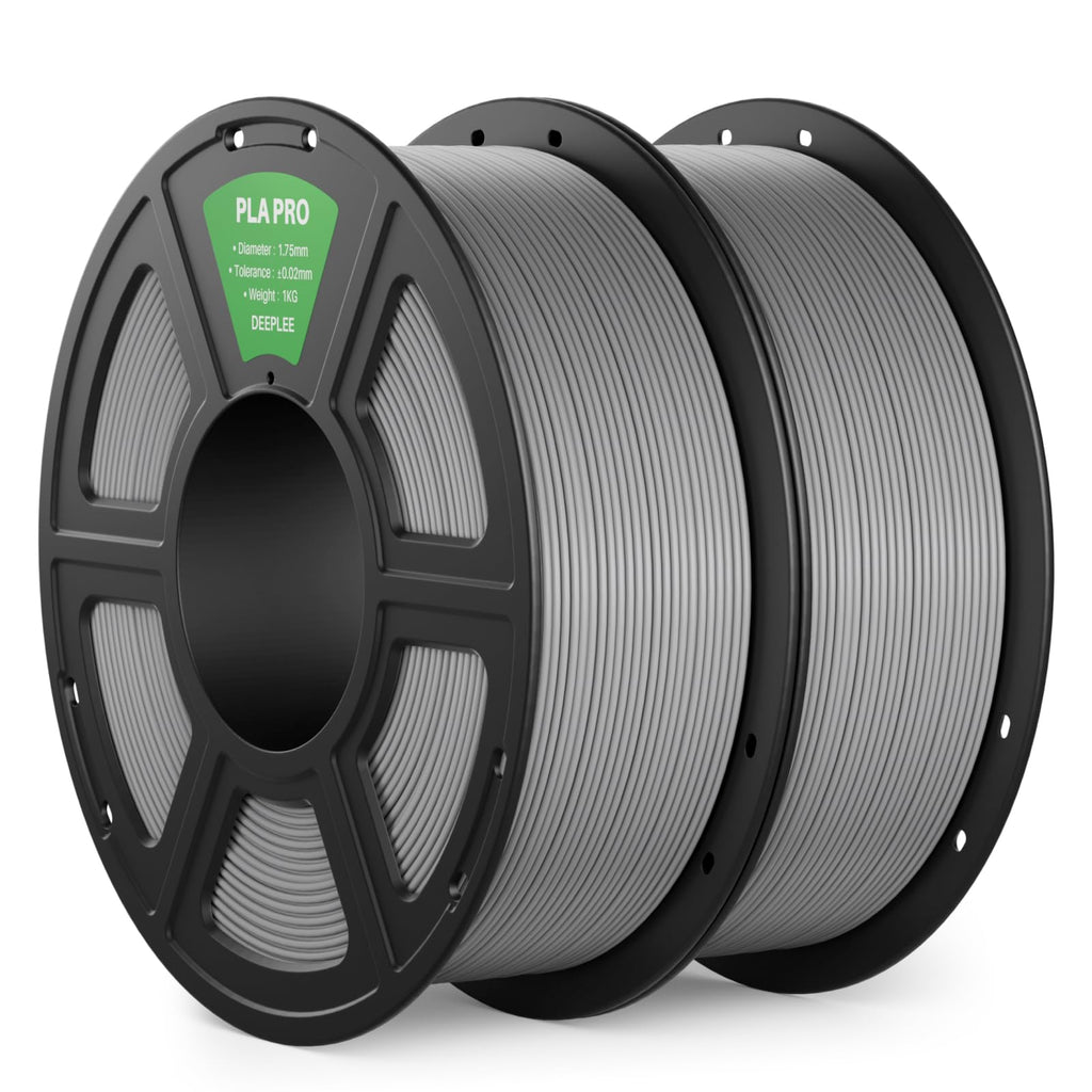 DEEPLEE PLA PRO Filament 1.75mm, Stronger Toughness 3D Printer Filament, PLA Filament Dimensional Accuracy +/- 0.02 mm, Neatly Wound, Fits Most FDM 3D Printer, 2 Pack Grey