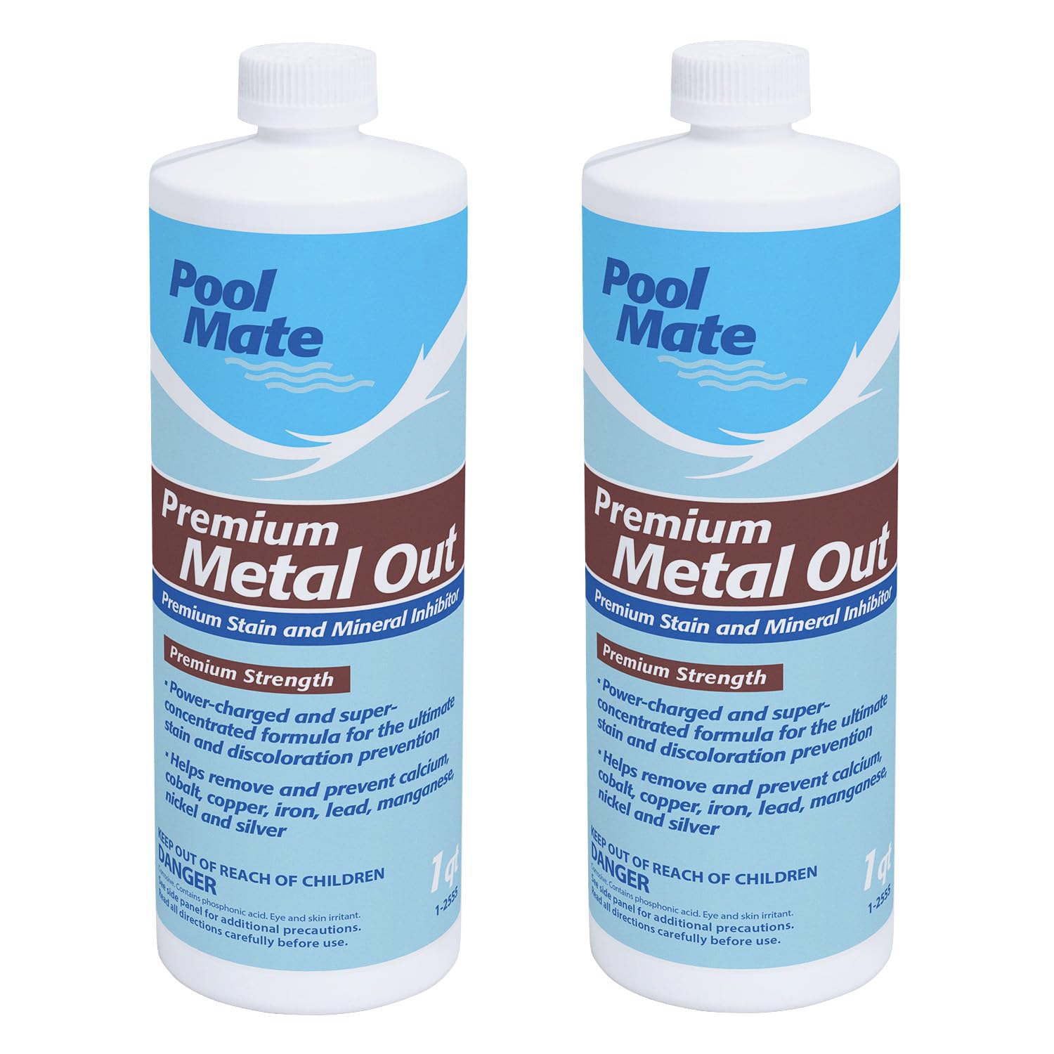 Pool Mate 1-Quart 2-Pack Premium Metal Out Stain and Mineral Inhibitor, Pool Metal Remover, Stain Remover, Made in USA