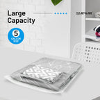 Clearware 50 Large Storage Bags With Zipper Top - 5 Gallon Bags 18" x 24", Extra Plastic for Clothes, Travel, Moving, Reusable freezer bags, BPA-Free, 2-mil Thick