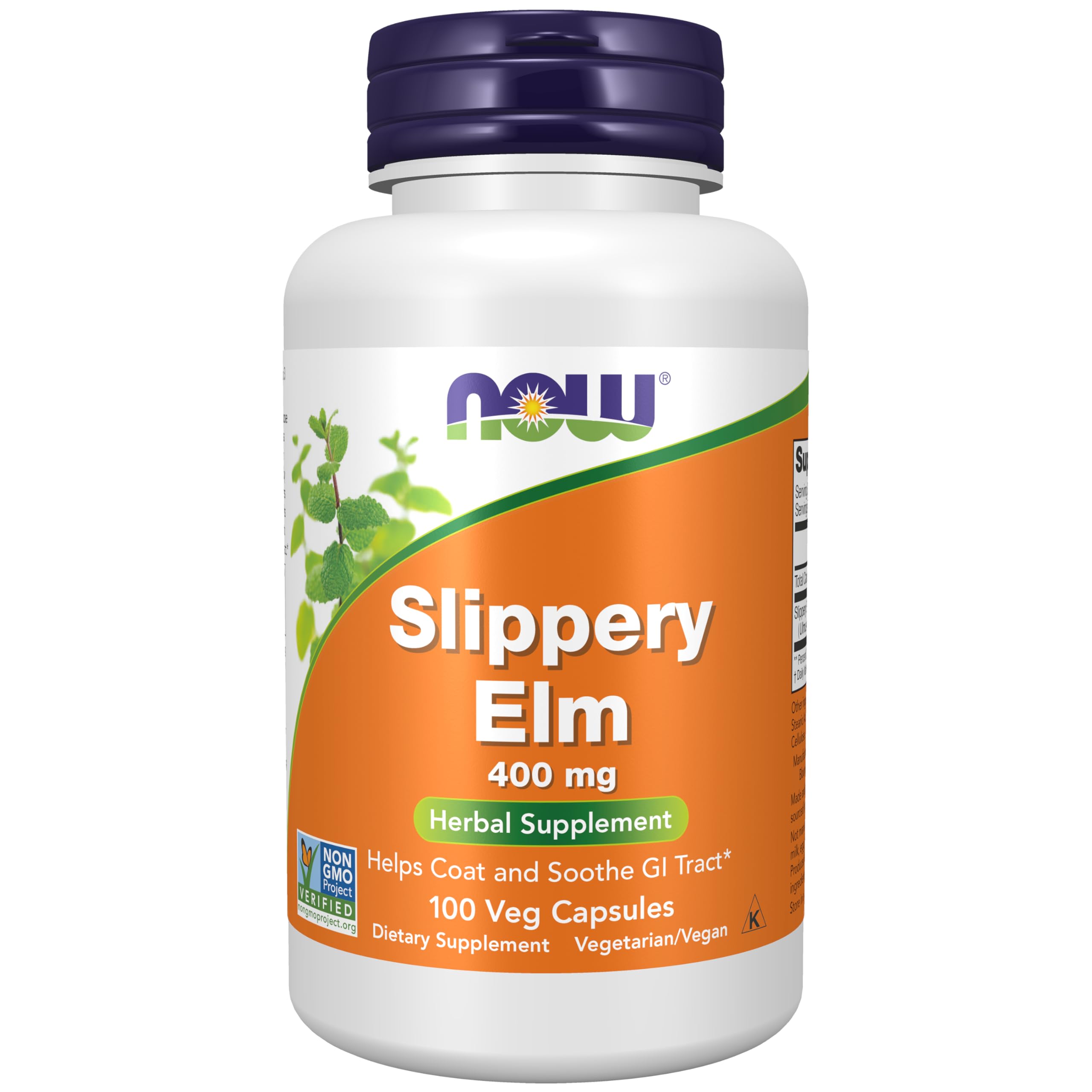 Now Foods Slippery Elm 400mg, Capsules, 100-Count (Pack of 2)