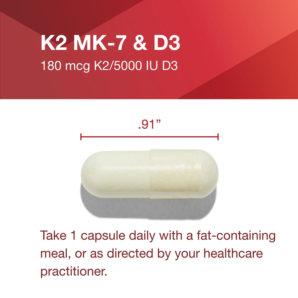 PROTOCOL FOR LIFE BALANCE - K2 MK-7 and D3 - Vascular Health and Structural Support, Bone Strength, Appetite Suppressant, Natural Weight Loss, Supports Calcium Absorption - 60 Veg Capsules