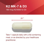 PROTOCOL FOR LIFE BALANCE - K2 MK-7 and D3 - Vascular Health and Structural Support, Bone Strength, Appetite Suppressant, Natural Weight Loss, Supports Calcium Absorption - 60 Veg Capsules