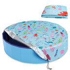 Docuwee Round Pool Cover 63"(5 Ft), Foldable Kiddie Solar Cover Fit Dog Swimming Pool, Pets Kids Bath Tub, Anti-UV Dustproof Safety Pool Cover with Cute Ocean Animals Pattern