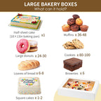 Moretoes 10pcs 19x14x4in Half Sheet Cake Boxes with Window, White Cookie Boxes, for Pastry Baking Cake Donuts Cupcake Pie Packaging For Graduation
