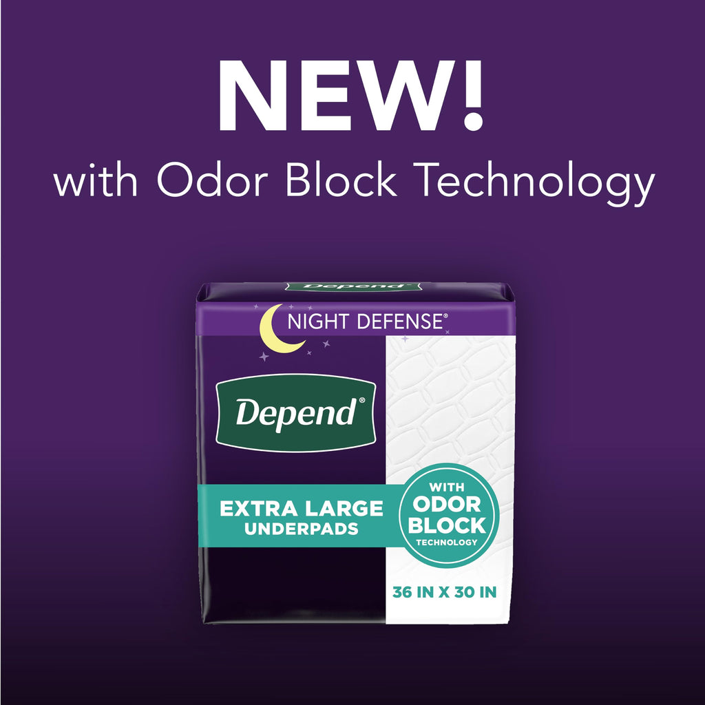 Depend Underpads XL, Disposable Incontinence Bed Pads for Adults, Slip Resistant, 36" x 30", 48 Count