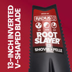Root Slayer RS225 Long Handle Garden Shovel, Fiberglass Shaft, Black