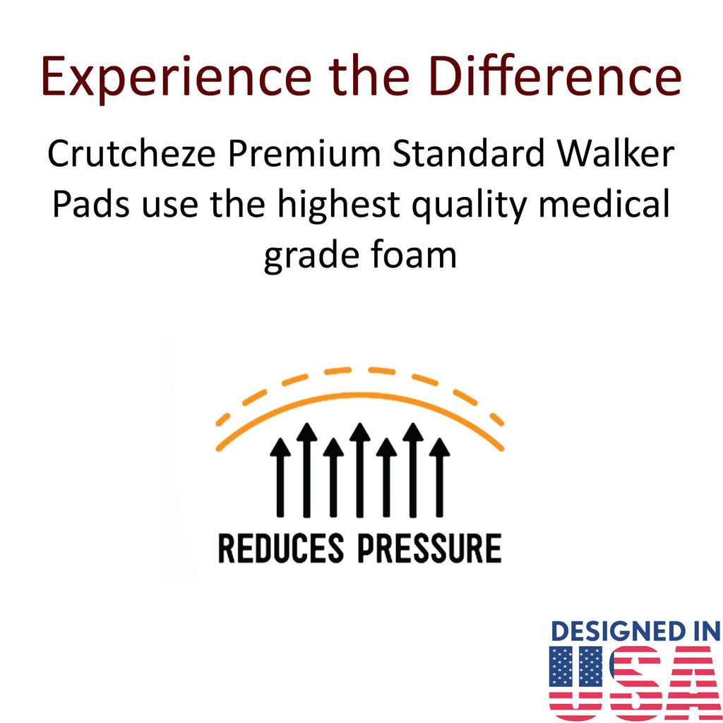 Crutcheze Walker Padded Hand Grip Covers Premium USA Designed Moisture Wicking, Comfort, Fashion, Washable - Standard Walker Handle Cushion - Mobility Aid Accessories (Black)