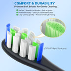 Replacement Toothbrush Heads for Philips Sonicare - 16 Pack Soft Gentle Bristles Compatible with Most Sonicare Click-On Electric Toothbrushes (White&Black)