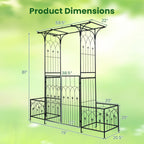 Giantex 81" H Metal Garden Arbor Arch Trellis with Gate and Planter