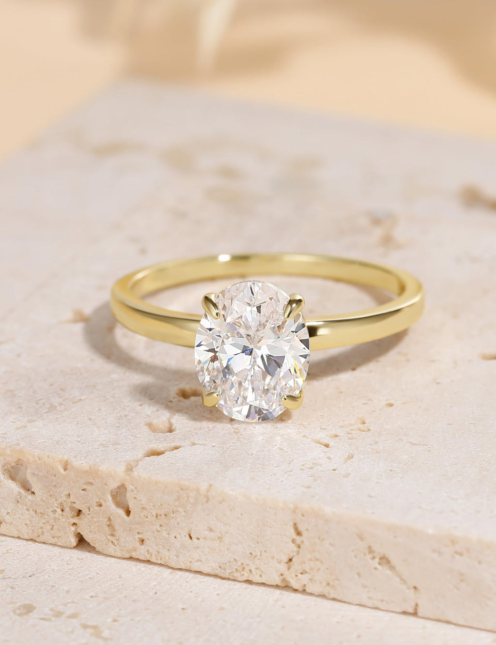 EAMTI 3CT Engagement Rings for Women Oval Cut CZ Solitaire Promise Wedding Bands Travel Ring 14K Gold Plated Size 8