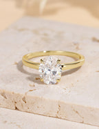EAMTI 3CT Engagement Rings for Women Oval Cut CZ Solitaire Promise Wedding Bands Travel Ring 14K Gold Plated Size 8