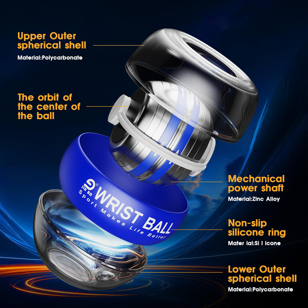 JIN BDWrist Trainer Ball Auto-Start Wrist Strengthener Gyroscopic Forearm Exerciser Gyro Ball for Strengthen Arms, Fingers, Wrist Bones and Muscles���Blue Without Light���