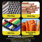 Premium 8Pcs PVC Pipe Reamer Kit - Complete Reamer Set, Fits Standard 1/2" Drills, Includes P3/4", 1", 1-1/4", 1-1/2", 2", 2-1/2", 3", 4" For Standard 1/2" Drills, Ideal for PVC, CPVC, ABS Pipes