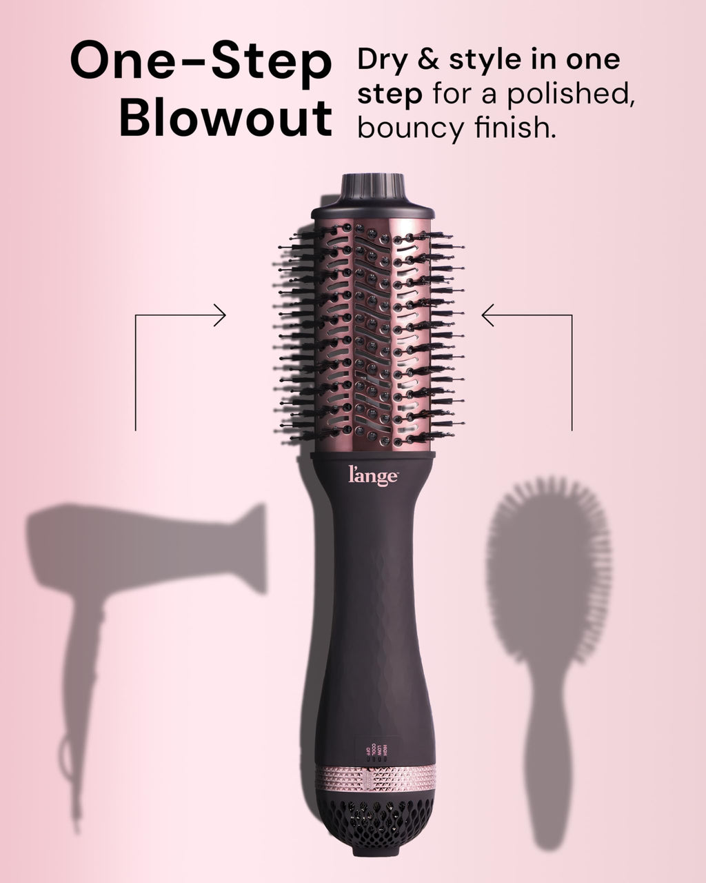 L'ANGE HAIR Le Volume 2-in-1 Titanium Blow Dryer Brush | Frizz Control Blowout Hair Dryer Brush for Drying and Styling | Volumizing Hot Air Styler for All Hairstyles | Oval Barrel | Black - 60mm