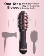 L'ANGE HAIR Le Volume 2-in-1 Titanium Blow Dryer Brush | Frizz Control Blowout Hair Dryer Brush for Drying and Styling | Volumizing Hot Air Styler for All Hairstyles | Oval Barrel | Black - 60mm