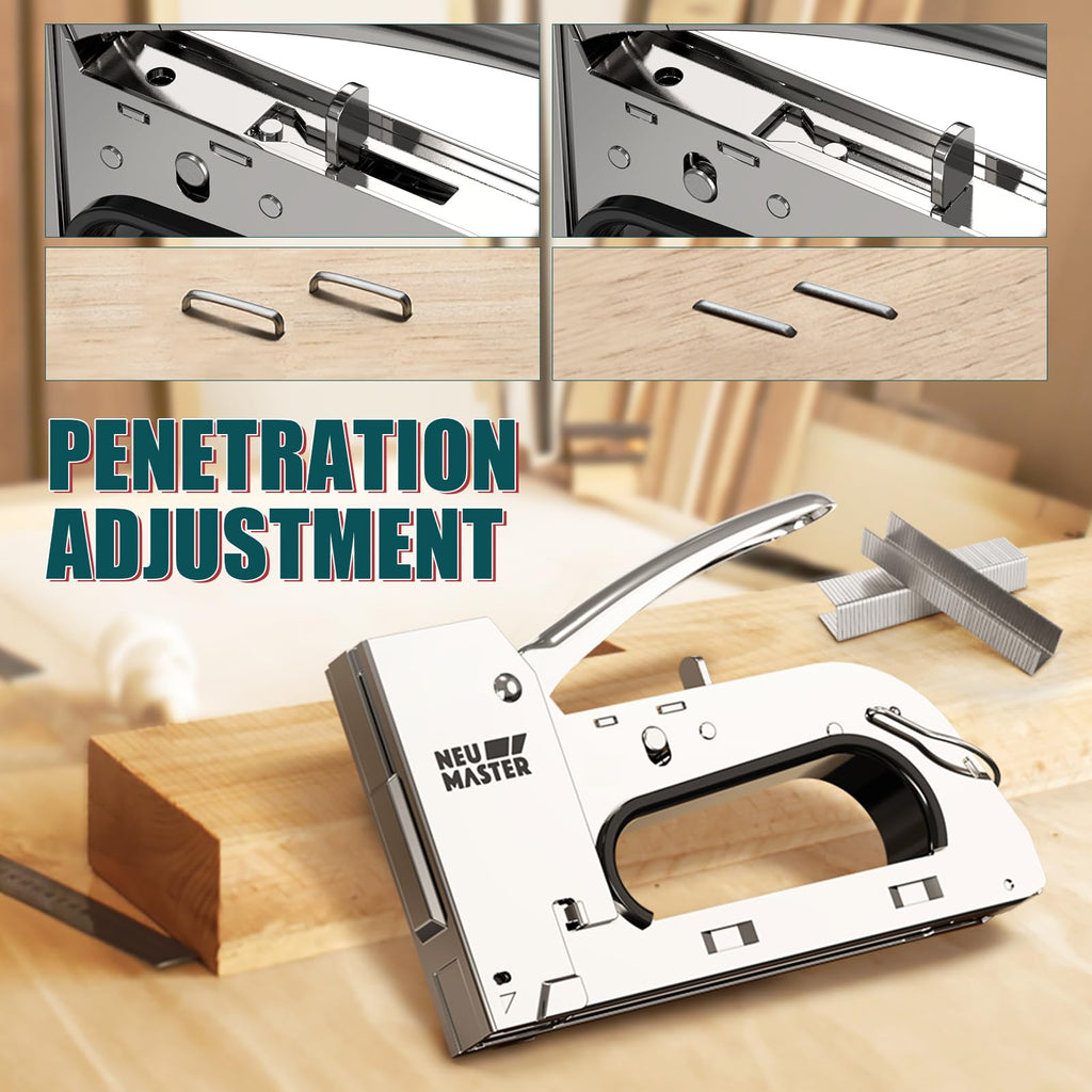 NEU MASTER Staple Gun for Wood, All Steel Staple Gun with 4000Pcs Staples, Upholstery Staples Gun for Fixing Material, Decorating, Woodworking, Furniture