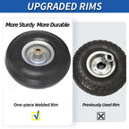 GICOOL 10" Tire and Wheel, 2 Pack, 4.10/3.50-4 Pneumatic Tire, with 2.25" Offset Hub, 5/8" Axle Bore Hole, Sealed Bearings for Hand Truck Trolley Dolly Garden Wagon Wheel Replacement