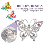 YIWEMON 2 Pack Metal/Glass Butterfly Wall Decor, 14.2" Outdoor Fence Wall Art Decor, Wall Sculpture Hanging Decoration Perfect for Garden Yard Living Room Bedroom Patio Balcony
