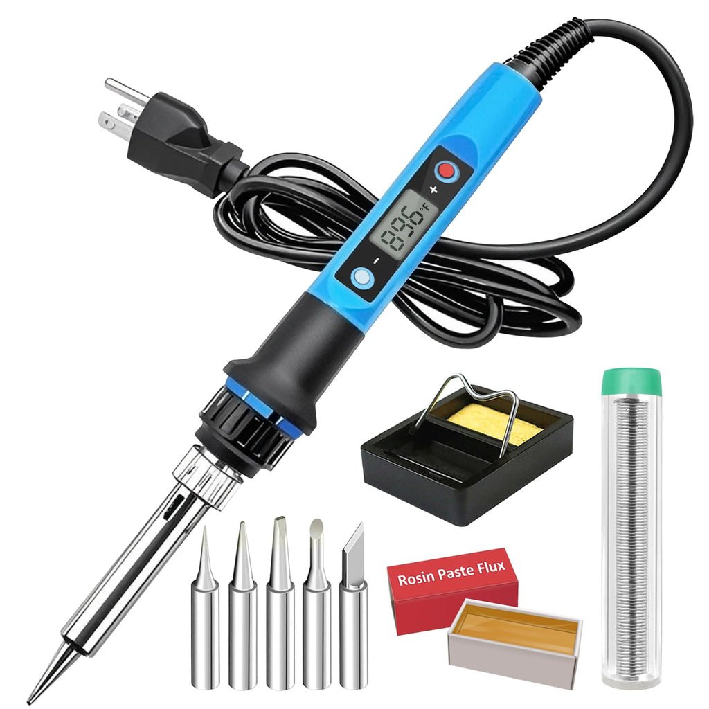 Soldering Iron Kit 60W 16-in-1 Portable LED Digital Display Adjustable Temperature (180-500℃) Electric Soldering Iron Gun Kit for Electronics Premium Welding Tools with ON/OFF Switch Sucker