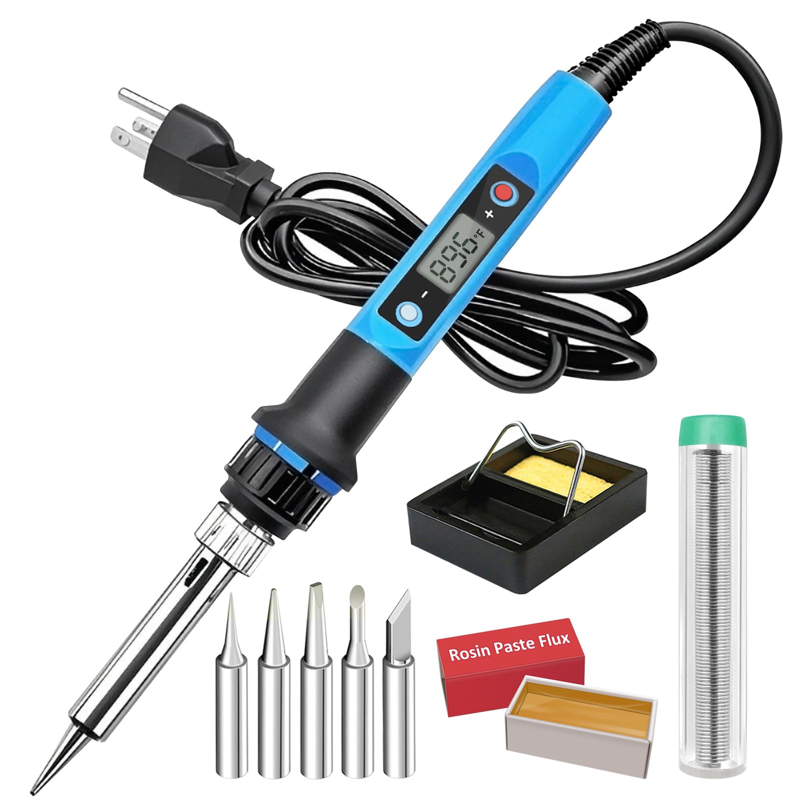 Soldering Iron Kit 60W 16-in-1 Portable LED Digital Display Adjustable Temperature (180-500℃) Electric Soldering Iron Gun Kit for Electronics Premium Welding Tools with ON/OFF Switch Sucker
