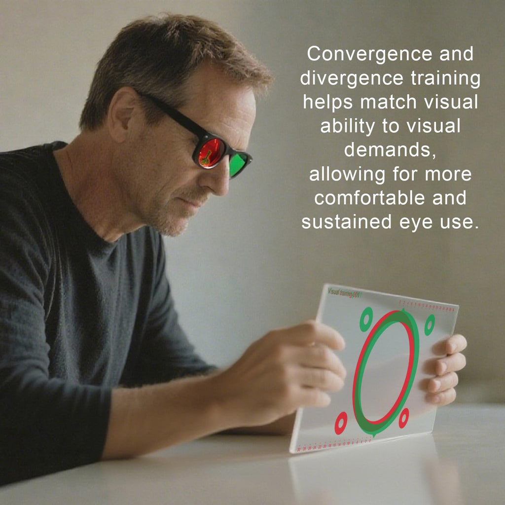 LAIDOLAILA Vision Training Convergence & Divergence Kit – 6 Red Green Variable Fusion Cards with Red Green Glasses, Pointer and Stand – Binocular Exercise & Stereopsis Practice for Home Use