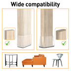 1" x 1.5" Rectangle Chair Leg Protectors for Hardwood Floors Silicone Covers to Protect Wood Tile Floors Felt Pads Furniture Leg Caps Reduce Noise.Easy to Move.16 PCS Clear.