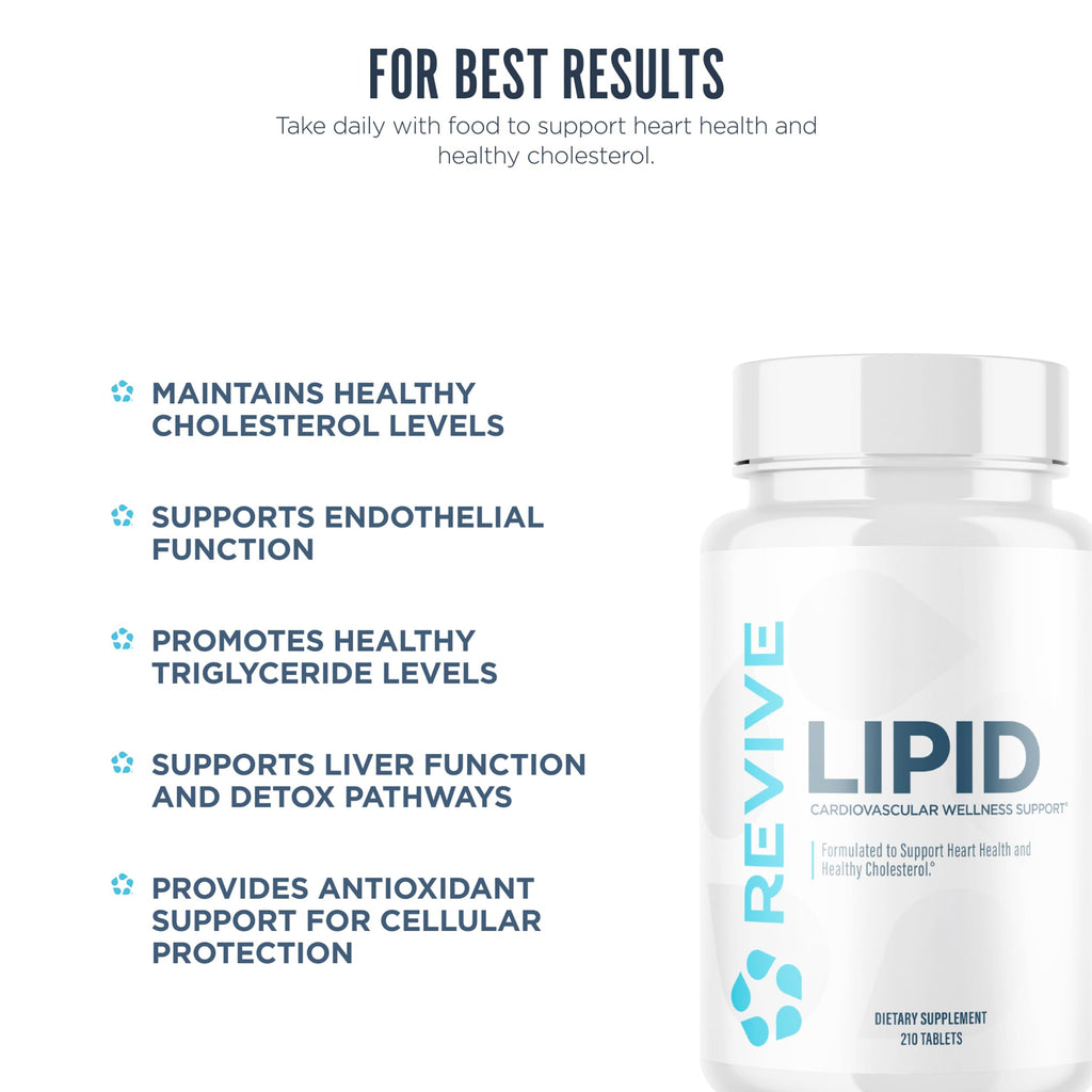 Revive MD Lipid Support Formula - Supplement Helps Maintain Healthy Cholesterol Levels, Endothelial Health & Triglyceride Levels - Beta Sitosterol, Citrus Bergamot & Pantethine (30 Servings)