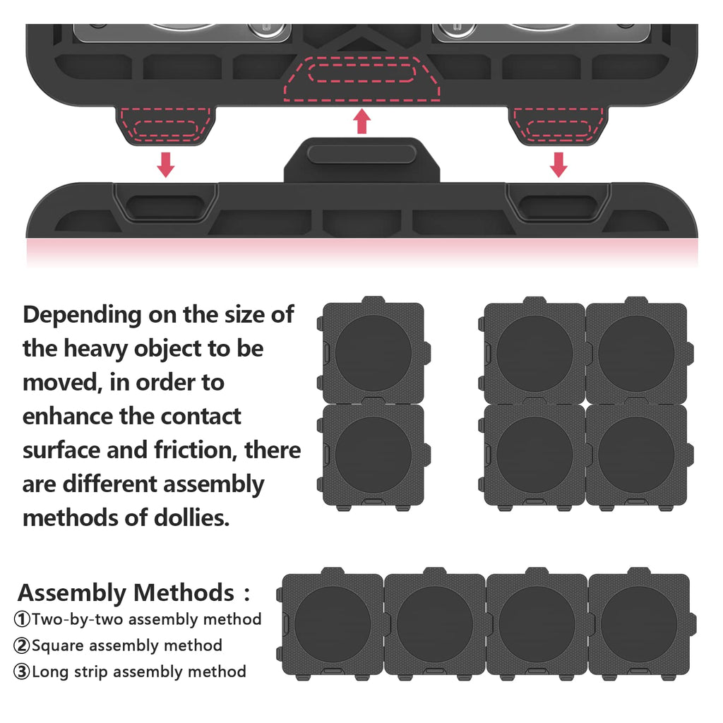 ONEON Add-on 4Pack Connectable Dolly Furniture Movers with 360° Rotating Wheels