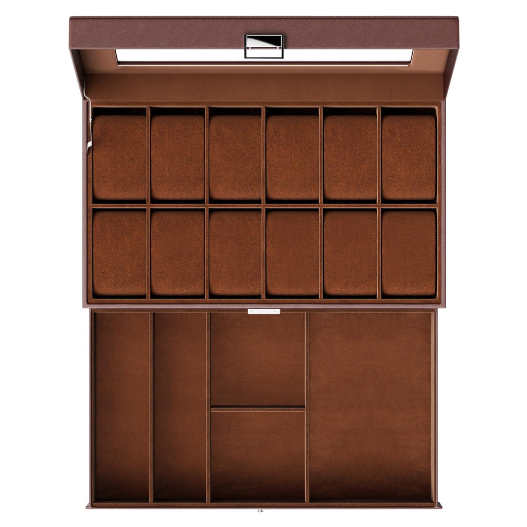 ProCase Watch Box, 12 Slot Watch Case for Men with Drawer, Espresso