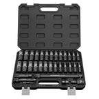 OTLOOMTBT 32PCS 1/2" Drive Impact Socket Set - Heavy Duty Industrial-Grade Deep Sockets, Metric/SAE Full Set with Extension Bar, Cr-V Steel Corrosion-Resistant Coating & Premium Storage Case