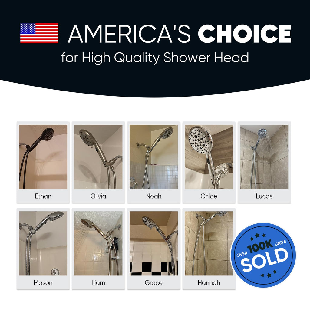 Cobbe 9-Function Shower Head with Built-in Power Spray, 1.8 GPM Water Saving ON/OFF Toggle Switch, High Pressure Handheld Showerhead with 1-Click Pause Button, Brass Bracket & 6ft Hose, ORB