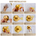 Fenas Suction Cup Hooks for Shower No-Drill Bathroom Hooks for Towels, Robes, Loofah Mountable on Bathroom Walls, Kitchen, Glass, Mirrors, Tile and Smooth,Non-Porous Surfaces (2 Pack, Brushed Gold)