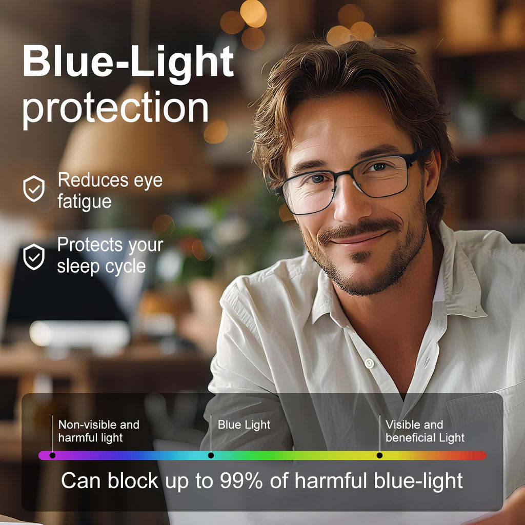 JOLISU 5PCS Reading Glasses Men - Blue Light Blocking Metal Frame for Mens/Women - Durable Readers Fit Read（2.00）